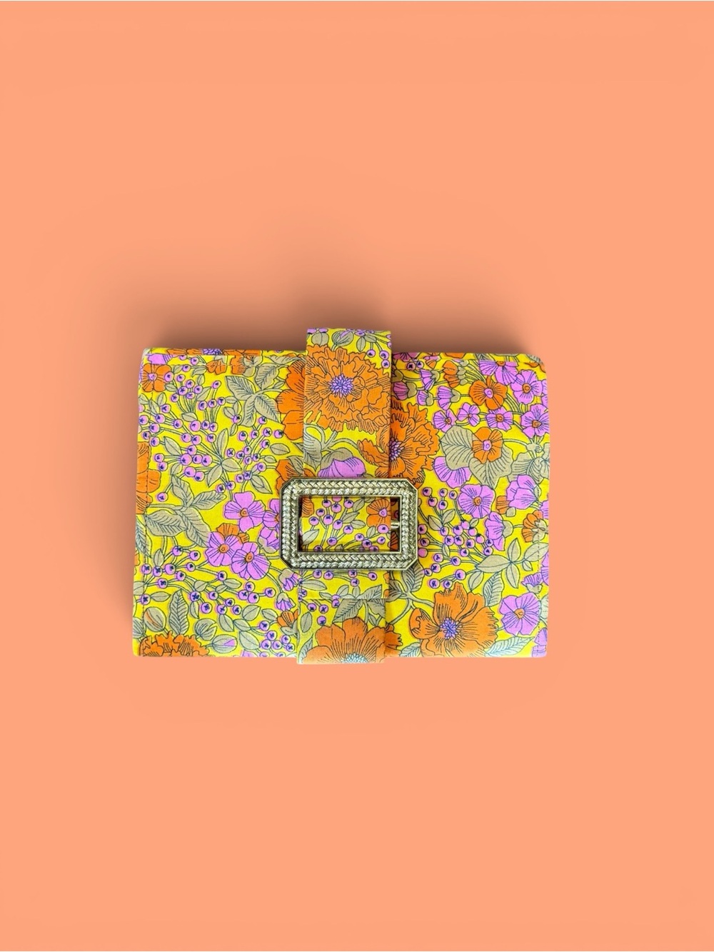 Vintage Floral Print Clutch Wallet in Yellow and Orange